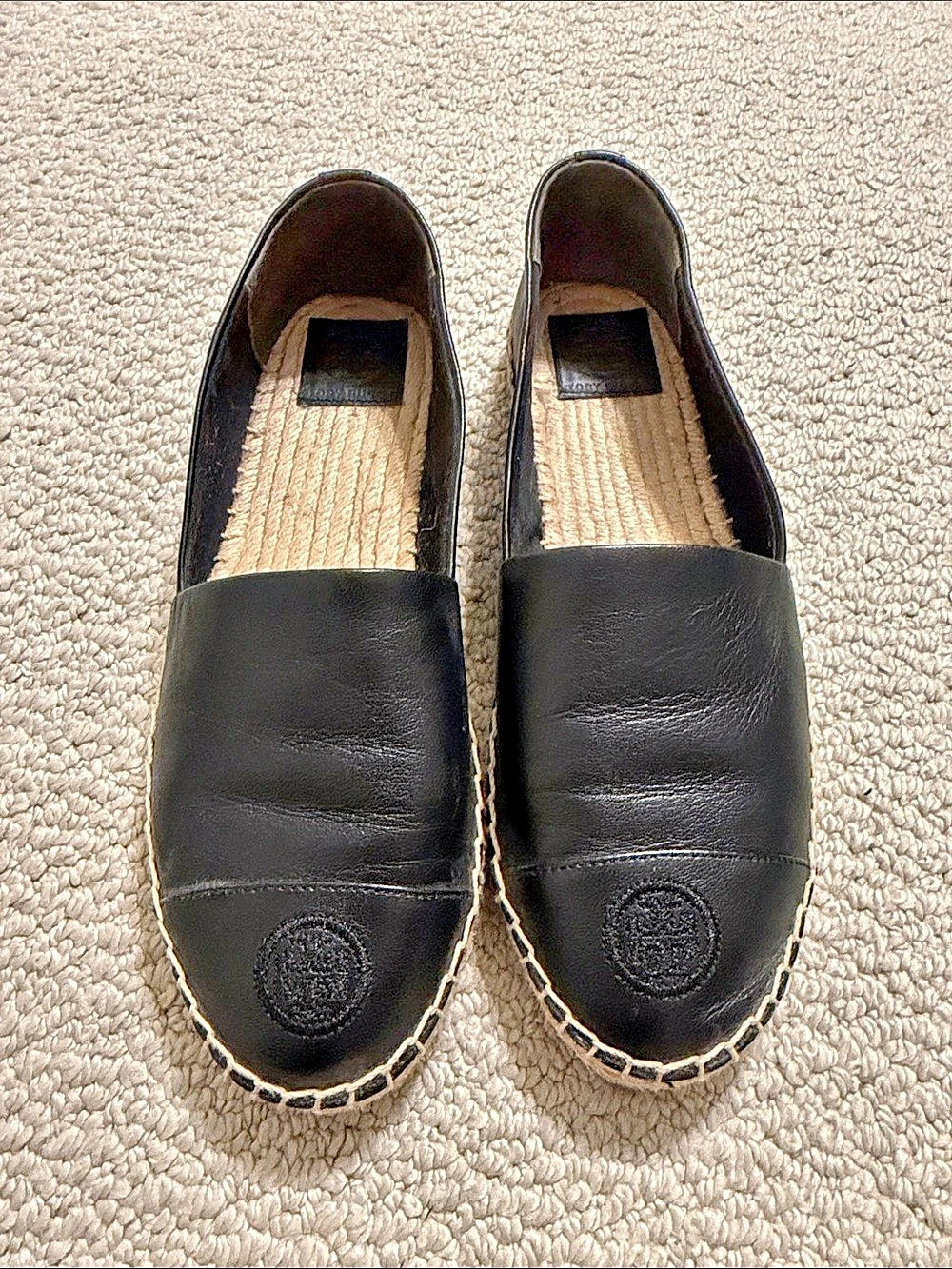 Tory Burch Black Espadrille Flats US 8